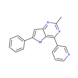 Cc1nc(-c2cccnc2)c2[nH]c(-c3ccccc3)cc2n1 ZINC000013835026