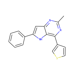 Cc1nc(-c2ccsc2)c2[nH]c(-c3ccccc3)cc2n1 ZINC000013835025