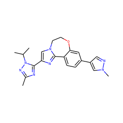 Cc1nc(-c2cn3c(n2)-c2ccc(-c4cnn(C)c4)cc2OCC3)n(C(C)C)n1 ZINC000096270822