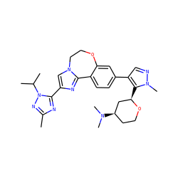Cc1nc(-c2cn3c(n2)-c2ccc(-c4cnn(C)c4[C@@H]4C[C@H](N(C)C)CCO4)cc2OCC3)n(C(C)C)n1 ZINC000203795088