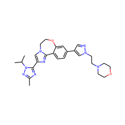 Cc1nc(-c2cn3c(n2)-c2ccc(-c4cnn(CCN5CCOCC5)c4)cc2OCC3)n(C(C)C)n1 ZINC000096270817