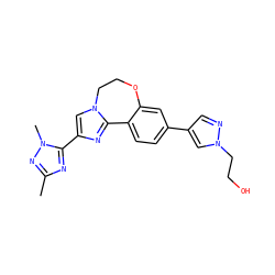 Cc1nc(-c2cn3c(n2)-c2ccc(-c4cnn(CCO)c4)cc2OCC3)n(C)n1 ZINC000096270823