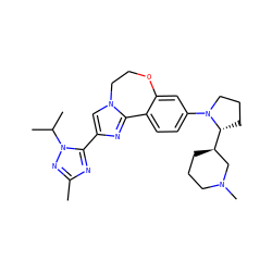 Cc1nc(-c2cn3c(n2)-c2ccc(N4CCC[C@@H]4[C@@H]4CCCN(C)C4)cc2OCC3)n(C(C)C)n1 ZINC000204422718