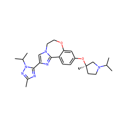 Cc1nc(-c2cn3c(n2)-c2ccc(O[C@]4(C)CCN(C(C)C)C4)cc2OCC3)n(C(C)C)n1 ZINC000204428166