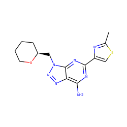 Cc1nc(-c2nc(N)c3nnn(C[C@@H]4CCCCO4)c3n2)cs1 ZINC000084688465