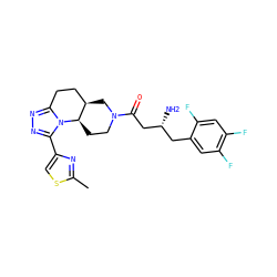 Cc1nc(-c2nnc3n2[C@@H]2CCN(C(=O)C[C@H](N)Cc4cc(F)c(F)cc4F)C[C@@H]2CC3)cs1 ZINC001772618315