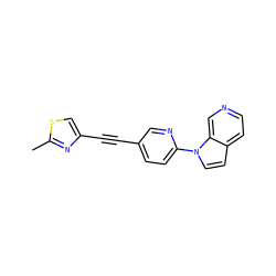 Cc1nc(C#Cc2ccc(-n3ccc4ccncc43)nc2)cs1 ZINC000034951274