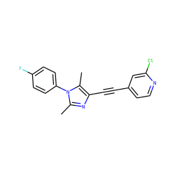 Cc1nc(C#Cc2ccnc(Cl)c2)c(C)n1-c1ccc(F)cc1 ZINC000006716839