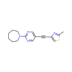 Cc1nc(C#Cc2cnc(N3CCCCCC3)nc2)cs1 ZINC000137253246