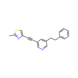 Cc1nc(C#Cc2cncc(CCc3ccccc3)c2)cs1 ZINC000137243333