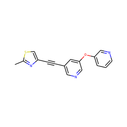 Cc1nc(C#Cc2cncc(Oc3cccnc3)c2)cs1 ZINC000169698715