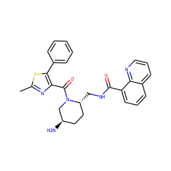 Cc1nc(C(=O)N2C[C@H](N)CC[C@H]2CNC(=O)c2cccc3cccnc23)c(-c2ccccc2)s1 ZINC000084653675