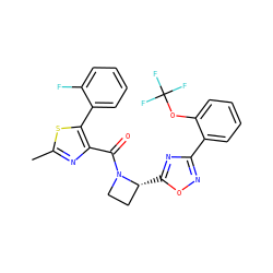 Cc1nc(C(=O)N2CC[C@H]2c2nc(-c3ccccc3OC(F)(F)F)no2)c(-c2ccccc2F)s1 ZINC001772650028