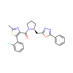 Cc1nc(C(=O)N2CCC[C@H]2Cc2nnc(-c3ccccc3)o2)c(-c2ccccc2F)s1 ZINC000065731313