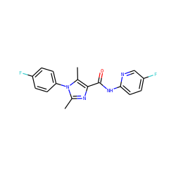 Cc1nc(C(=O)Nc2ccc(F)cn2)c(C)n1-c1ccc(F)cc1 ZINC000095602229