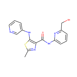 Cc1nc(C(=O)Nc2cccc(CO)n2)c(Nc2cccnc2)s1 ZINC000095557625