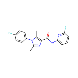 Cc1nc(C(=O)Nc2cccc(F)n2)c(C)n1-c1ccc(F)cc1 ZINC000095605227