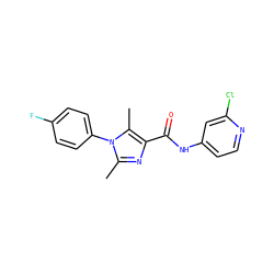 Cc1nc(C(=O)Nc2ccnc(Cl)c2)c(C)n1-c1ccc(F)cc1 ZINC000095602823