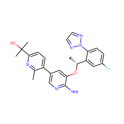 Cc1nc(C(C)(C)O)ccc1-c1cnc(N)c(O[C@H](C)c2cc(F)ccc2-n2nccn2)c1 ZINC000103249675