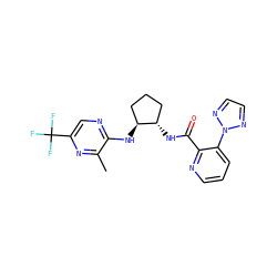 Cc1nc(C(F)(F)F)cnc1N[C@H]1CCC[C@@H]1NC(=O)c1ncccc1-n1nccn1 ZINC001772578014