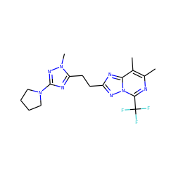 Cc1nc(C(F)(F)F)n2nc(CCc3nc(N4CCCC4)nn3C)nc2c1C ZINC000210589916