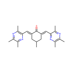 Cc1nc(C)c(/C=C2\CC(C)C/C(=C\c3nc(C)c(C)nc3C)C2=O)nc1C ZINC001772610637