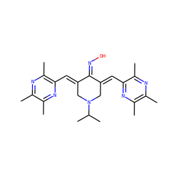 Cc1nc(C)c(/C=C2\CN(C(C)C)C/C(=C\c3nc(C)c(C)nc3C)C2=NO)nc1C ZINC001772579610
