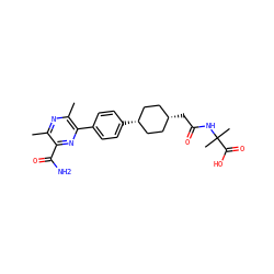 Cc1nc(C)c(-c2ccc([C@H]3CC[C@@H](CC(=O)NC(C)(C)C(=O)O)CC3)cc2)nc1C(N)=O ZINC000118457372
