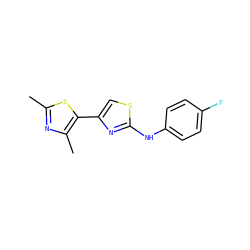 Cc1nc(C)c(-c2csc(Nc3ccc(F)cc3)n2)s1 ZINC000000813415