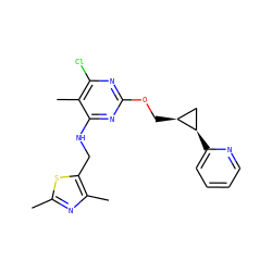 Cc1nc(C)c(CNc2nc(OC[C@H]3C[C@H]3c3ccccn3)nc(Cl)c2C)s1 ZINC000114805546