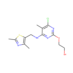 Cc1nc(C)c(CNc2nc(OCCO)nc(Cl)c2C)s1 ZINC000143678224