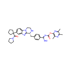Cc1nc(C)c(OC(=O)N=C(N)c2ccc(C[C@H]3NCCn4c3nc3cc(C5(C(=O)N6CCCC6)CCCC5)ccc34)cc2)nc1C ZINC001772631165