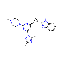 Cc1nc(C)n(-c2cc([C@H]3C[C@@H]3c3nc4ccccc4n3C)nc(N3CCN(C)CC3)n2)n1 ZINC000223423497