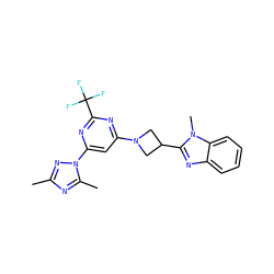 Cc1nc(C)n(-c2cc(N3CC(c4nc5ccccc5n4C)C3)nc(C(F)(F)F)n2)n1 ZINC000205326198
