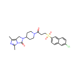Cc1nc(C)n2c1CN(C1CCN(C(=O)CCS(=O)(=O)c3ccc4cc(Cl)ccc4c3)CC1)C2=O ZINC000045496877