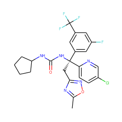 Cc1nc(C[C@](NC(=O)NC2CCCC2)(c2cc(F)cc(C(F)(F)F)c2)c2ccc(Cl)cn2)no1 ZINC000095556053