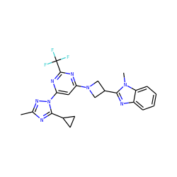 Cc1nc(C2CC2)n(-c2cc(N3CC(c4nc5ccccc5n4C)C3)nc(C(F)(F)F)n2)n1 ZINC000205330904