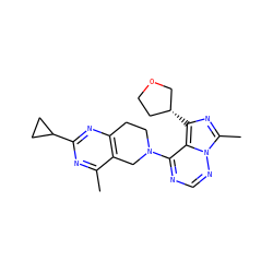 Cc1nc(C2CC2)nc2c1CN(c1ncnn3c(C)nc([C@@H]4CCOC4)c13)CC2 ZINC000169711672