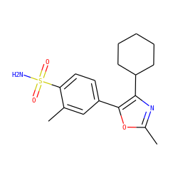 Cc1nc(C2CCCCC2)c(-c2ccc(S(N)(=O)=O)c(C)c2)o1 ZINC000000021315