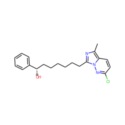 Cc1nc(CCCCCC[C@H](O)c2ccccc2)n2nc(Cl)ccc12 ZINC000005891766