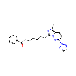 Cc1nc(CCCCCCC(=O)c2ccccc2)n2nc(-n3nccn3)ccc12 ZINC000005891753