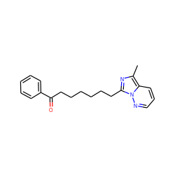 Cc1nc(CCCCCCC(=O)c2ccccc2)n2ncccc12 ZINC000005891802