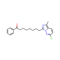 Cc1nc(CCCCCCCC(=O)c2ccccc2)n2nc(Cl)ccc12 ZINC000005891758