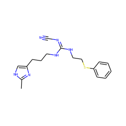 Cc1nc(CCCN/C(=N\C#N)NCCSc2ccccc2)c[nH]1 ZINC000169327569