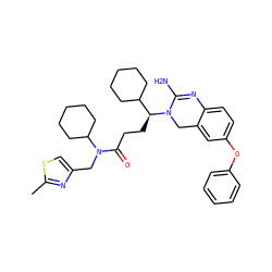 Cc1nc(CN(C(=O)CC[C@@H](C2CCCCC2)N2Cc3cc(Oc4ccccc4)ccc3N=C2N)C2CCCCC2)cs1 ZINC000084714086