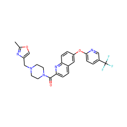 Cc1nc(CN2CCN(C(=O)c3ccc4cc(Oc5ccc(C(F)(F)F)cn5)ccc4n3)CC2)co1 ZINC001772579925