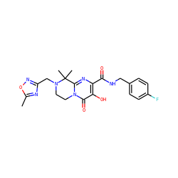Cc1nc(CN2CCn3c(nc(C(=O)NCc4ccc(F)cc4)c(O)c3=O)C2(C)C)no1 ZINC000035017645