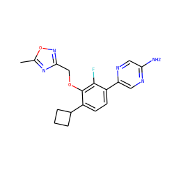 Cc1nc(COc2c(C3CCC3)ccc(-c3cnc(N)cn3)c2F)no1 ZINC000212128289