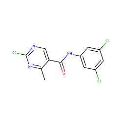 Cc1nc(Cl)ncc1C(=O)Nc1cc(Cl)cc(Cl)c1 ZINC000299818932