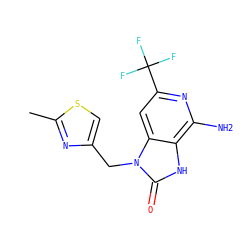 Cc1nc(Cn2c(=O)[nH]c3c(N)nc(C(F)(F)F)cc32)cs1 ZINC000071318930